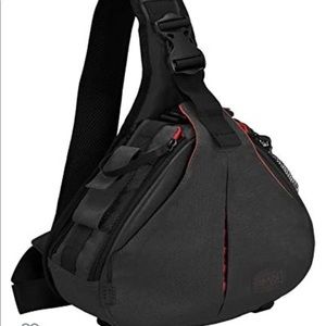 Caden camera bag sling black and red